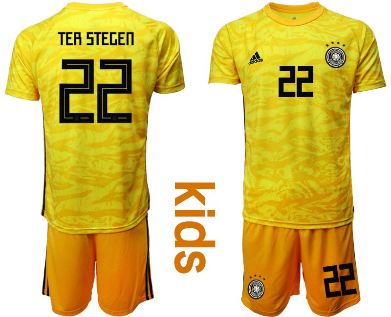 Youth 2019-2020 Season National Team Germany yellow goalkeeper #22 Soccer Jerseys->germany jersey->Soccer Country Jersey